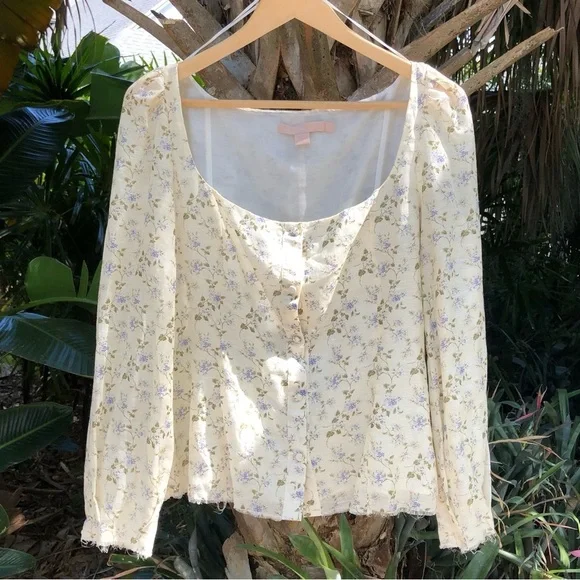 $890 Brock Collection Thelma Linen Cotton Floral Cottage Core Puff Sleeve Blouse - Picture 9 of 17